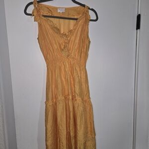 Yellow Silk Ruffle Midi Dress From The Rose Ibiza